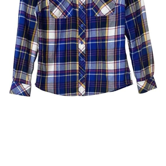 Duluth Trading Co. Womens Small Plaid Flannel Button Up Shirt Roll Tab Sleeve - Picture 5 of 8